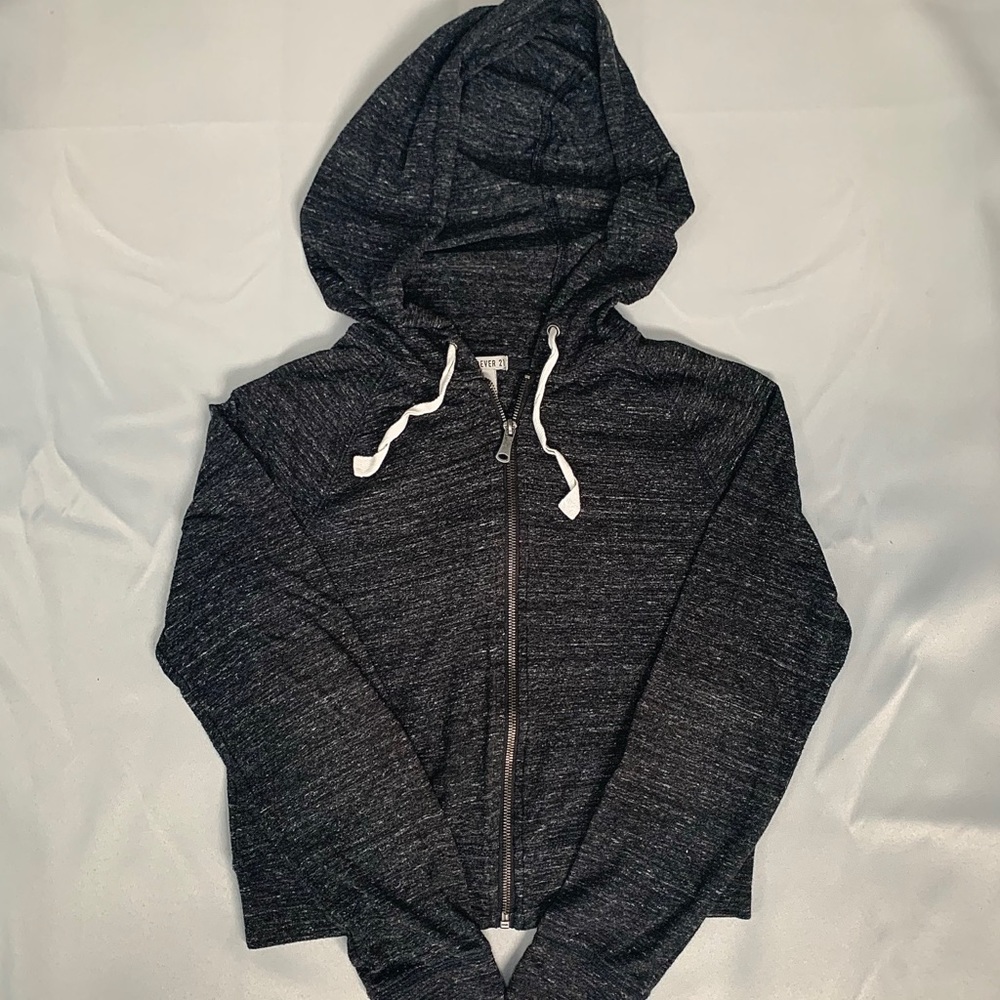 Forever 21 gray cropped zip up hoodie